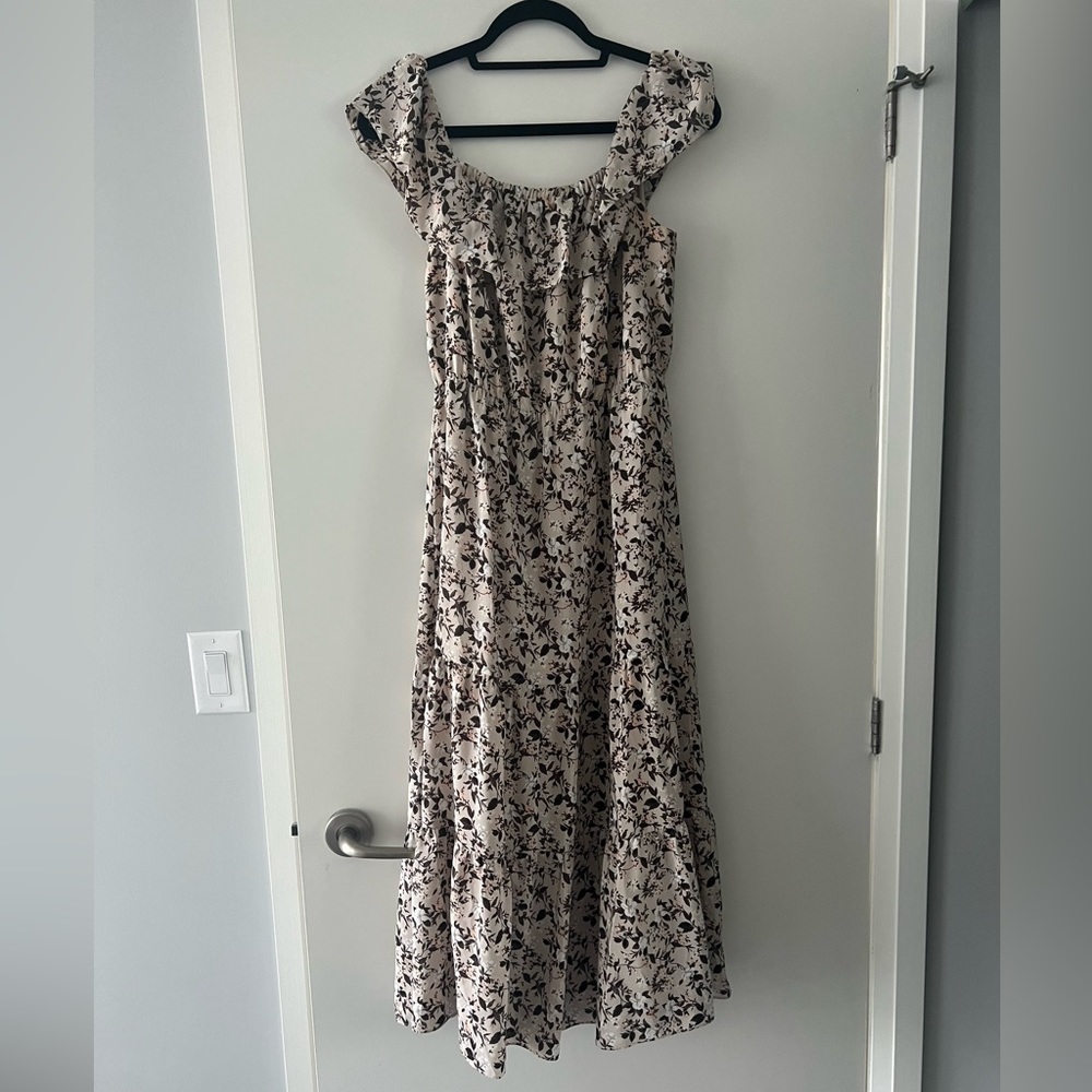 Club Monaco floral off the shoulder maxi dress